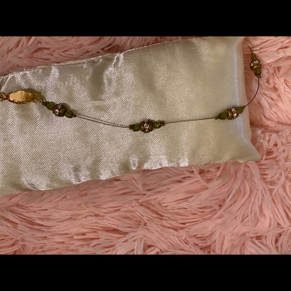 Set Multi Stone Stretch Bracelet & Choker w/Green - Picture 10 of 11